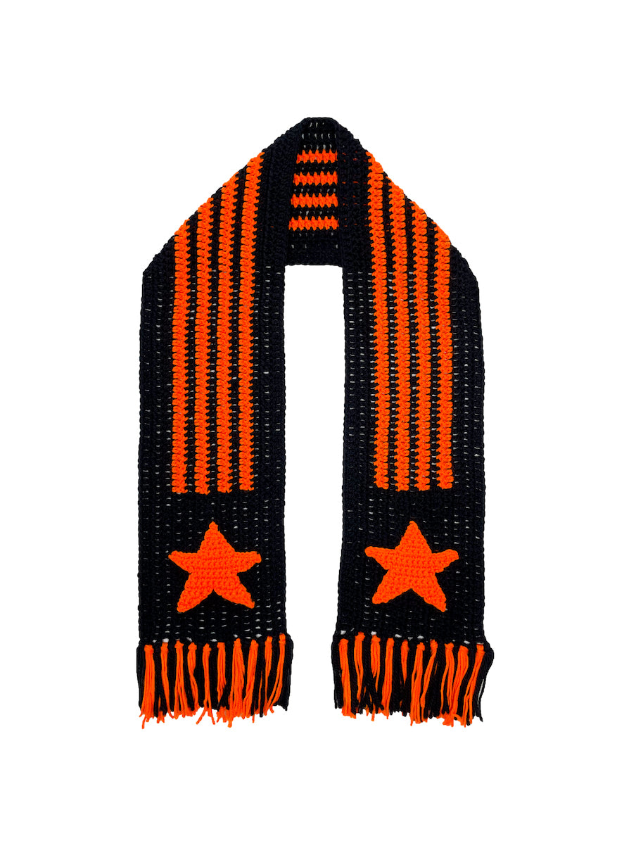 HAND KNITTED CROCHET SCARF (BLACK)
