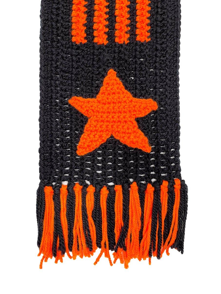 HAND KNITTED CROCHET SCARF (BLACK)