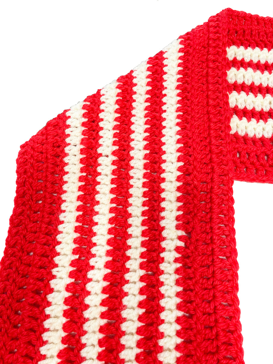 HAND KNITTED CROCHET SCARF (RED)