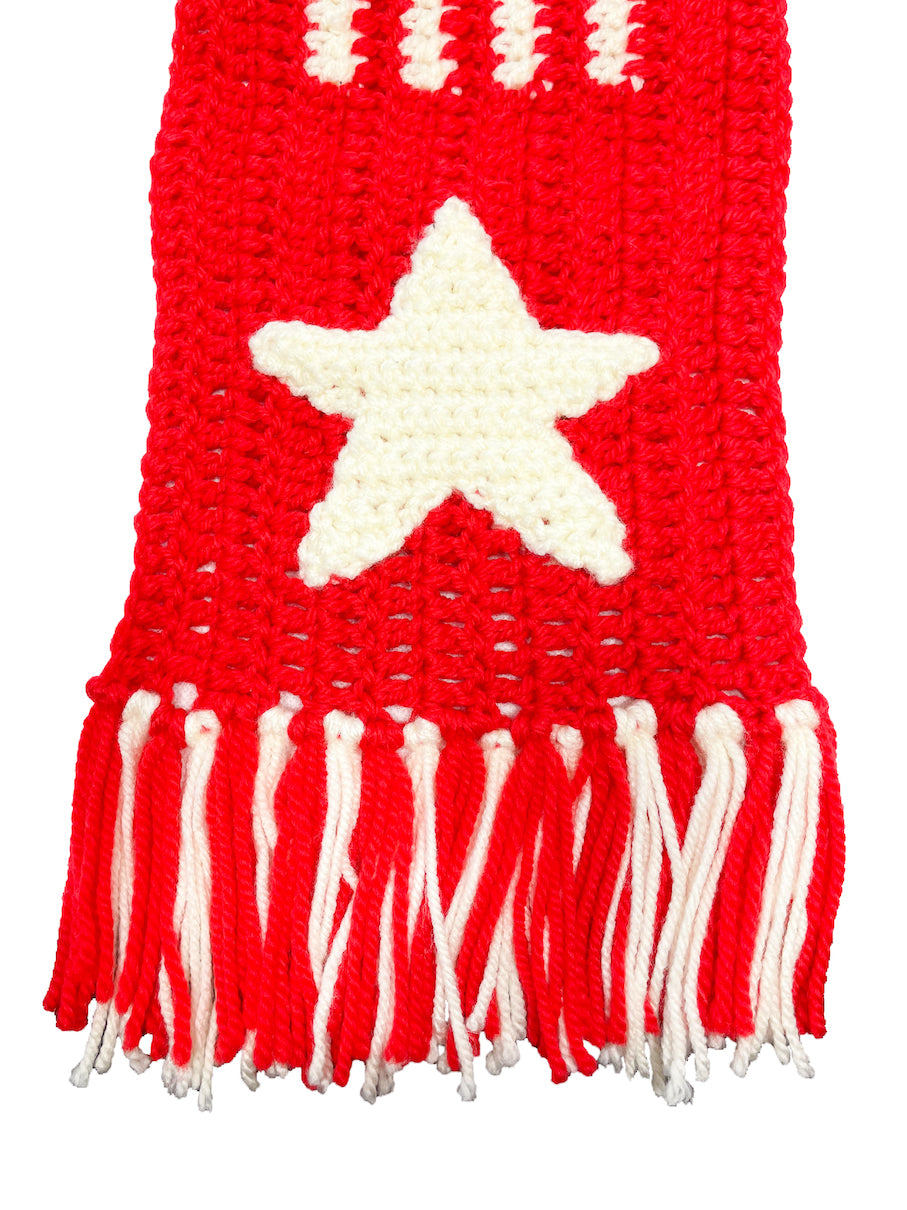 HAND KNITTED CROCHET SCARF (RED)