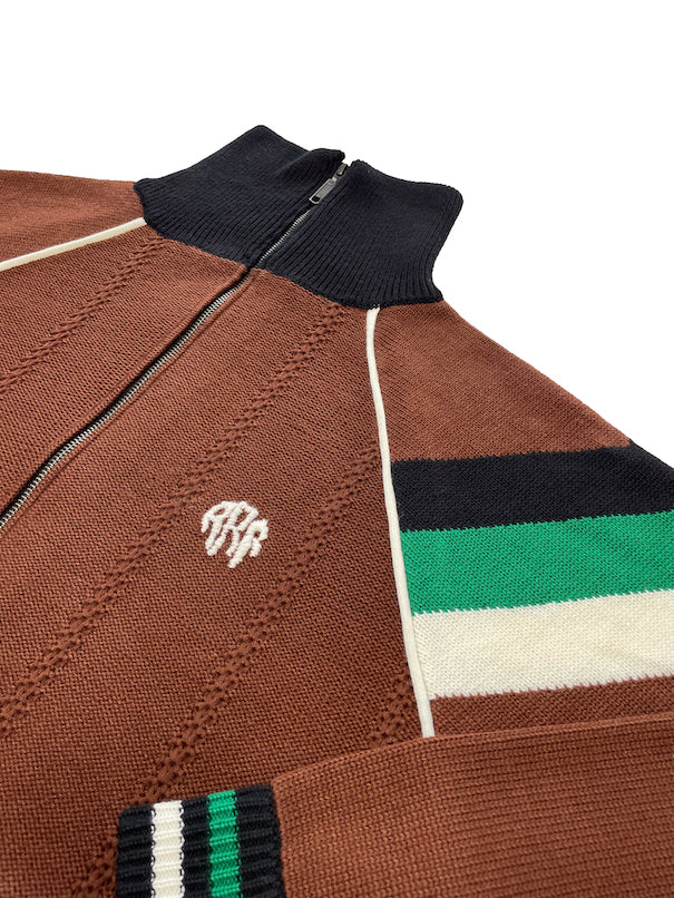 KNITTING TRACK JACKET (BROWN)
