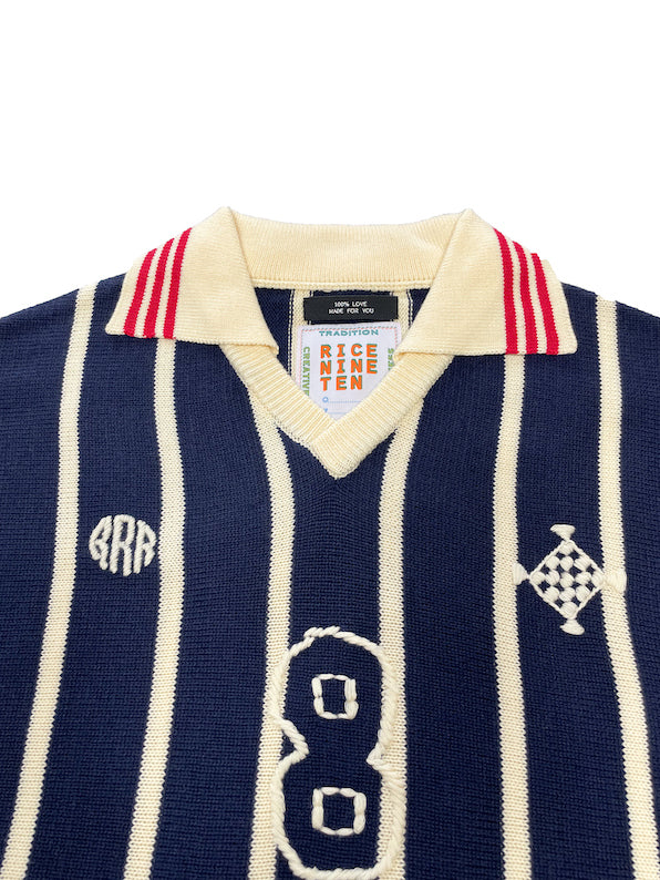 KNITTING LONG SLEEVE SOCCER JERSEY (NAVY)