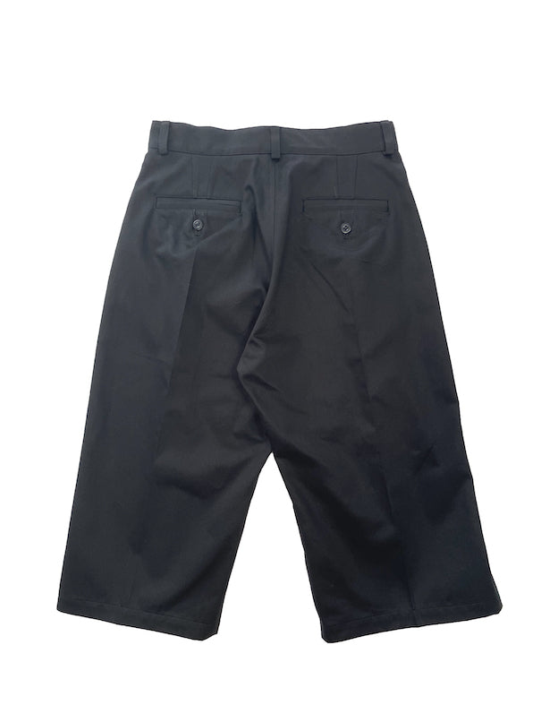 THREE QUARTER CHINOS 2TUCK TROUSERS (BLACK)