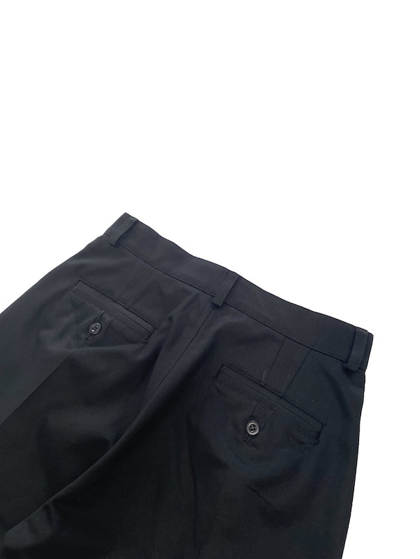 THREE QUARTER CHINOS 2TUCK TROUSERS (BLACK)