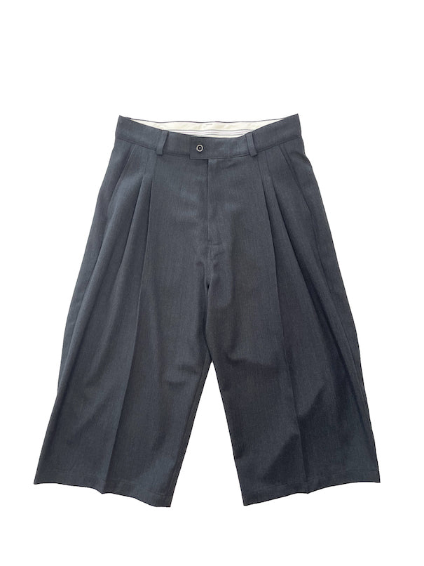 THREE QUARTER WOOL 2TUCK TROUSERS (DARK GRAY)