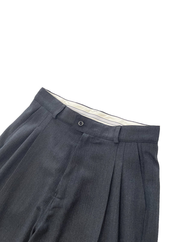 THREE QUARTER WOOL 2TUCK TROUSERS (DARK GRAY)