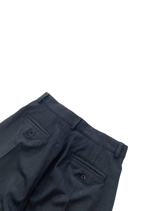 THREE QUARTER WOOL 2TUCK TROUSERS (DARK GRAY)