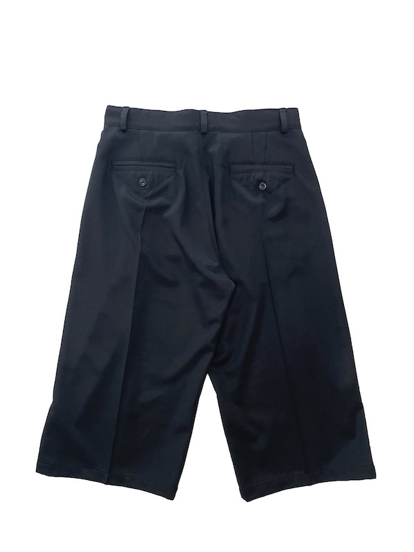 THREE QUARTER WOOL 2TUCK TROUSERS (BLACK)