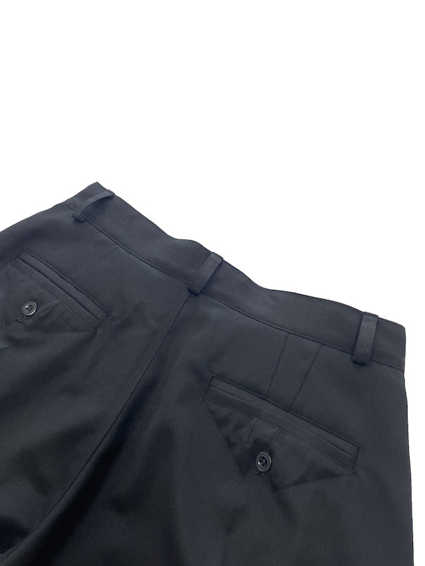 THREE QUARTER WOOL 2TUCK TROUSERS (BLACK)