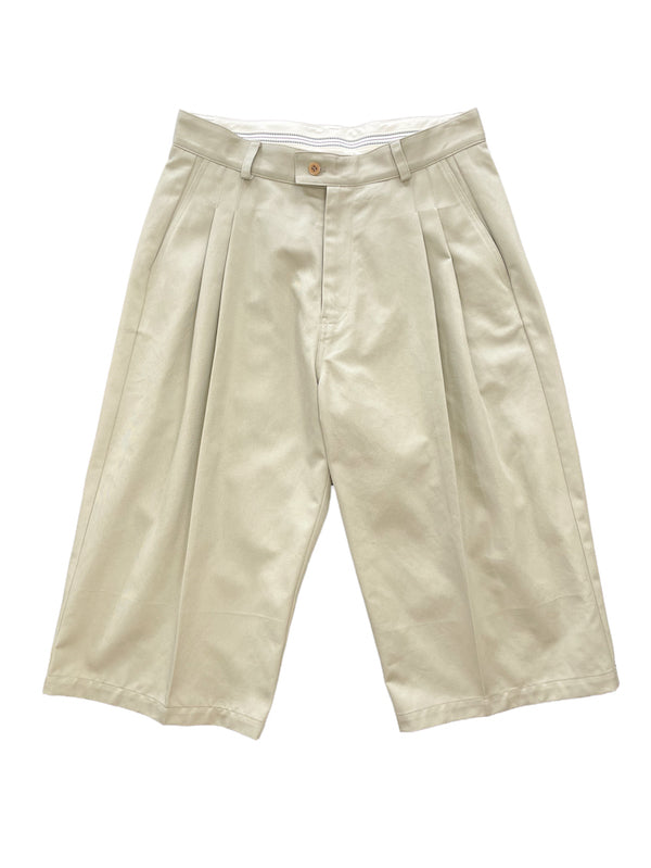 THREE QUARTER CHINOS 2TUCK TROUSERS (BEIGE)