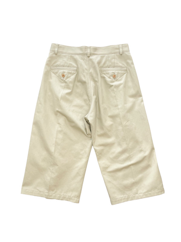 THREE QUARTER CHINOS 2TUCK TROUSERS (BEIGE)