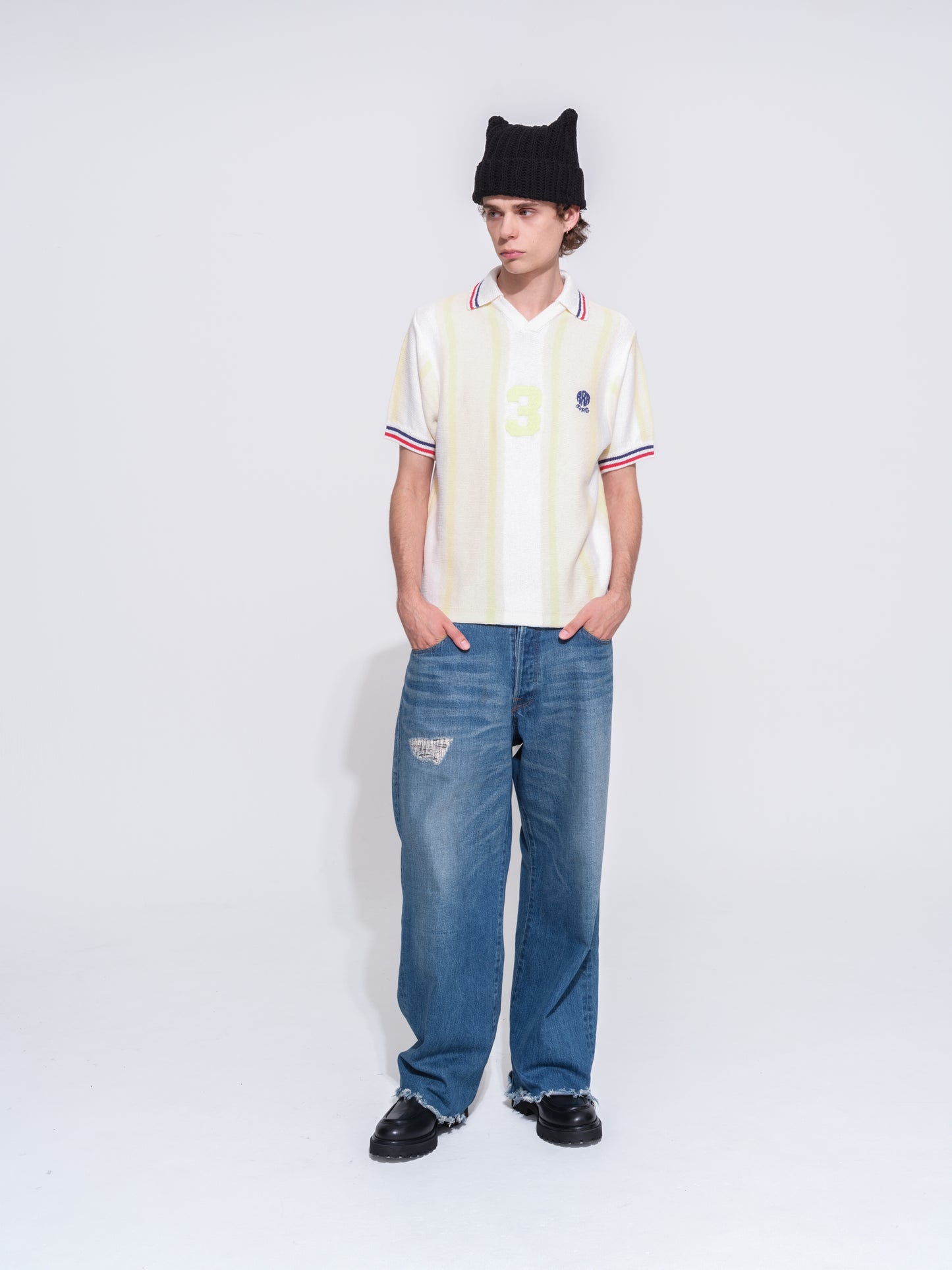 KNITTED SOCCER SHIRT(OFF WHITE)