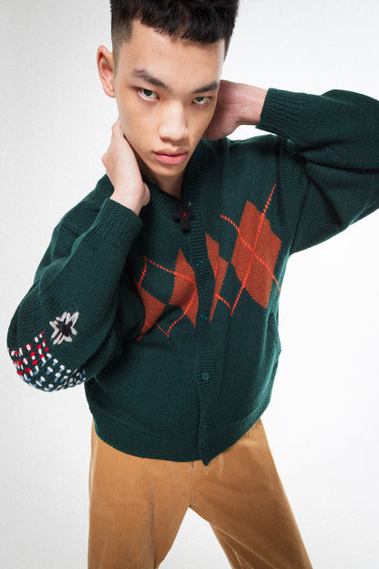 ARGYLE CARDIGAN (DARK GREEN)