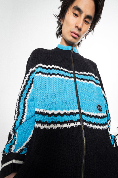 KNITTED FULL ZIP JACKET (LIGHT BLUE)