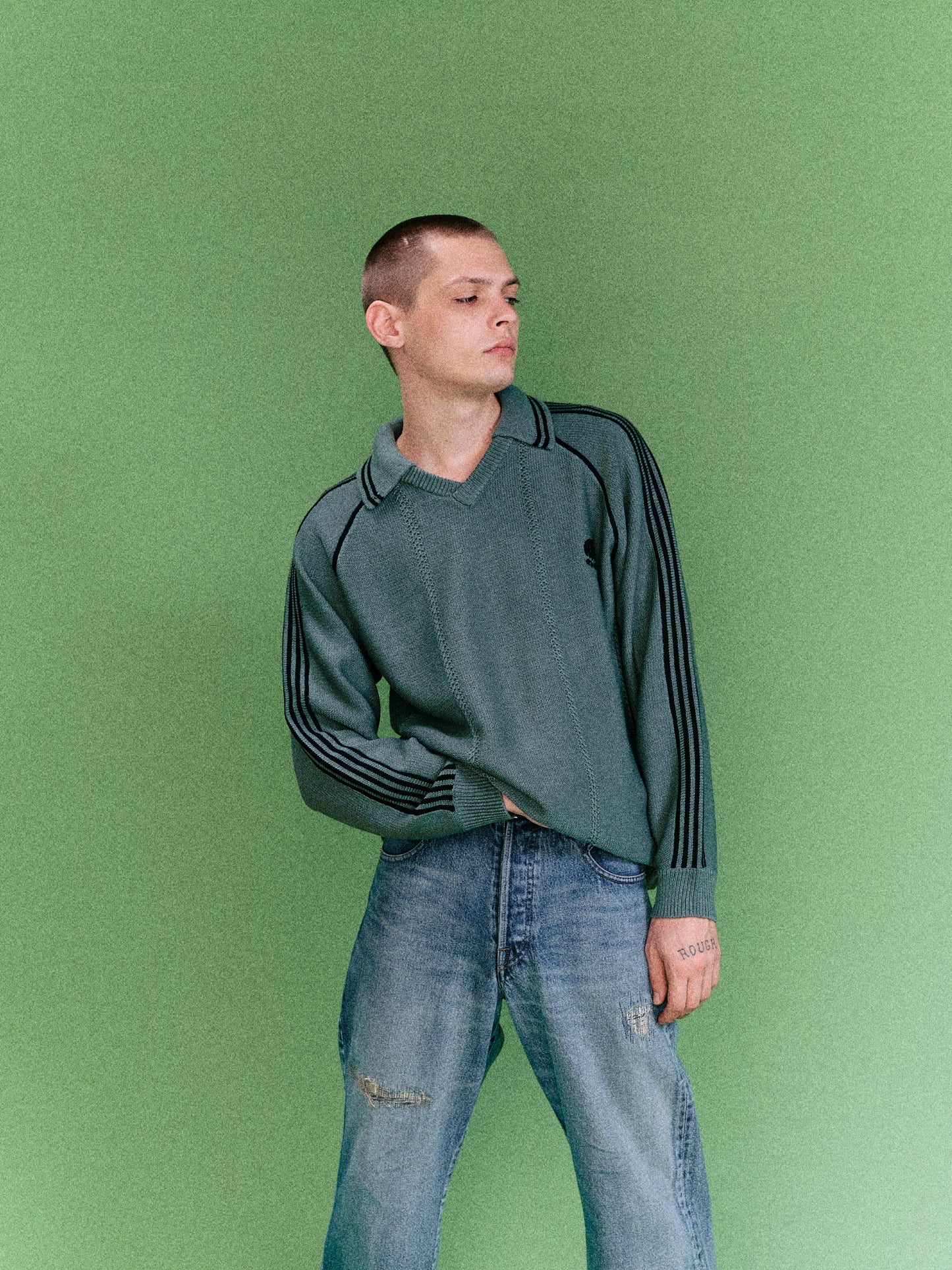 KNITTING GAME SHIRT  (DARK GREEN)