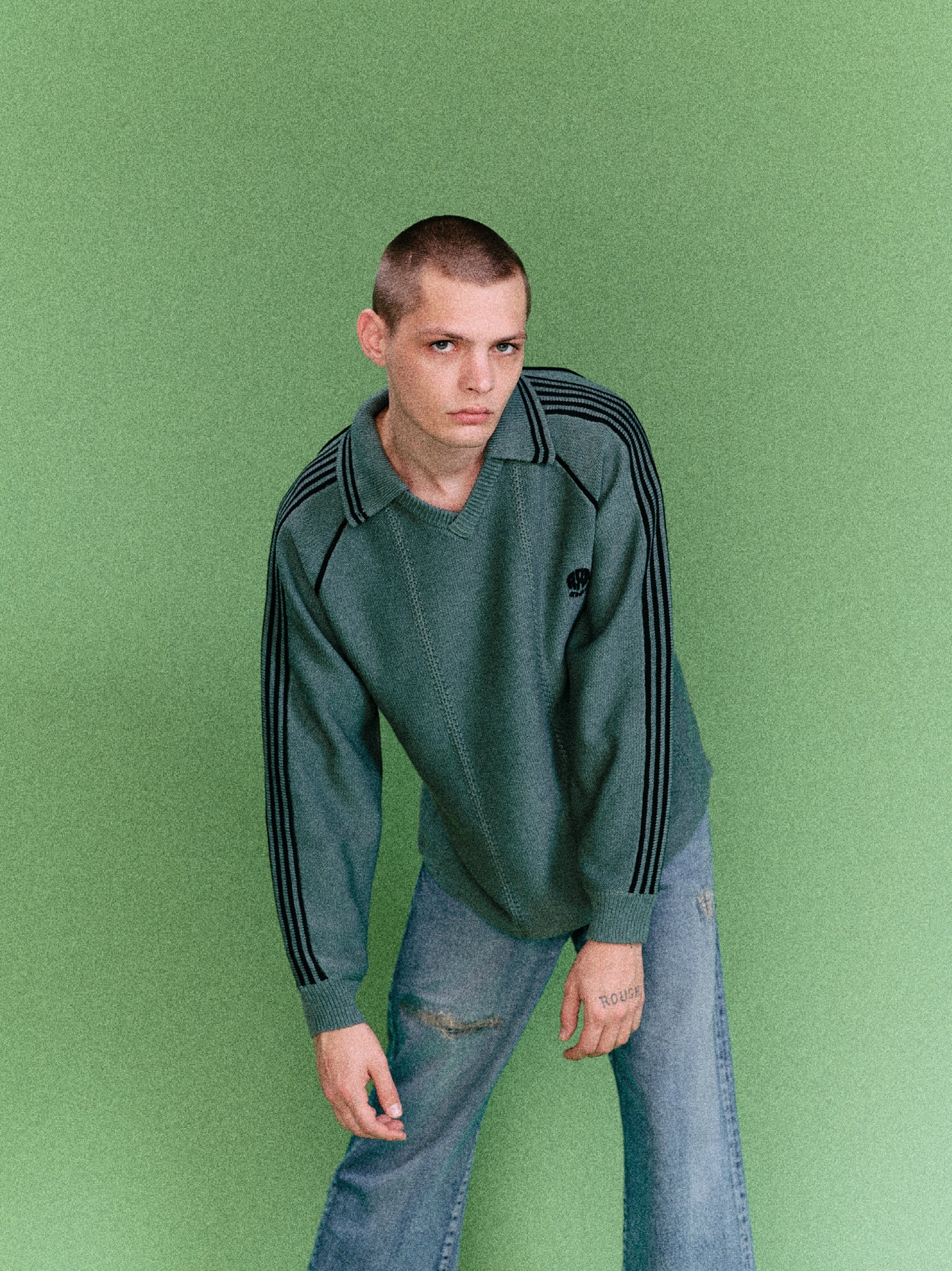 KNITTING GAME SHIRT  (DARK GREEN)
