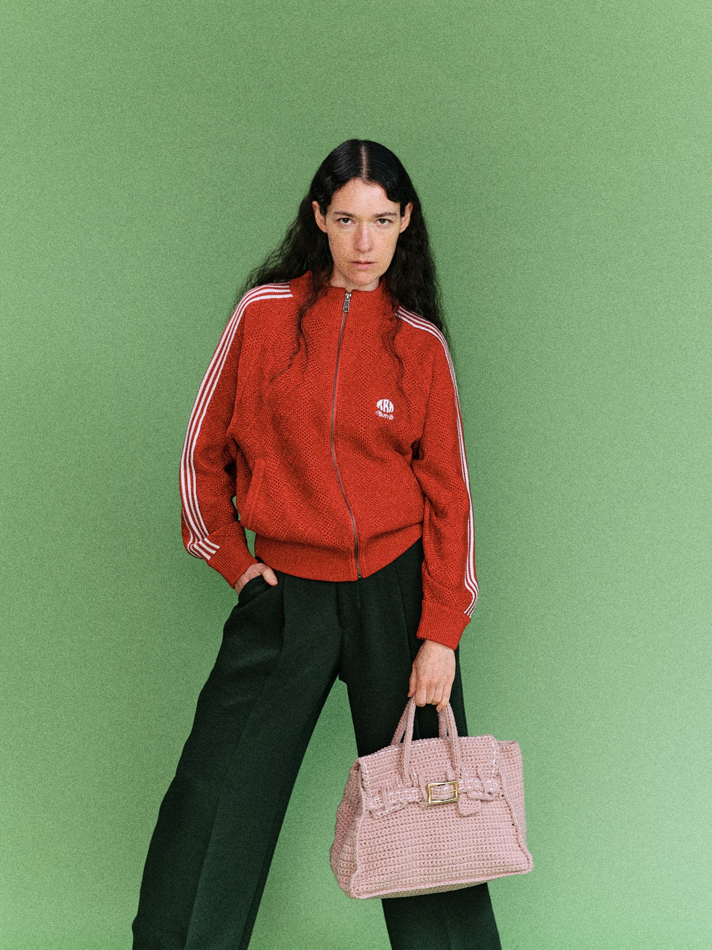 KNITTED TRAINING JACKET  (RED)