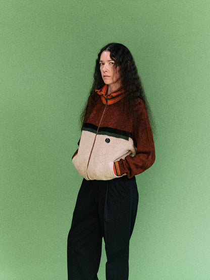 MULTICOLOR KNITTED TRACK JACKET (BROWN)