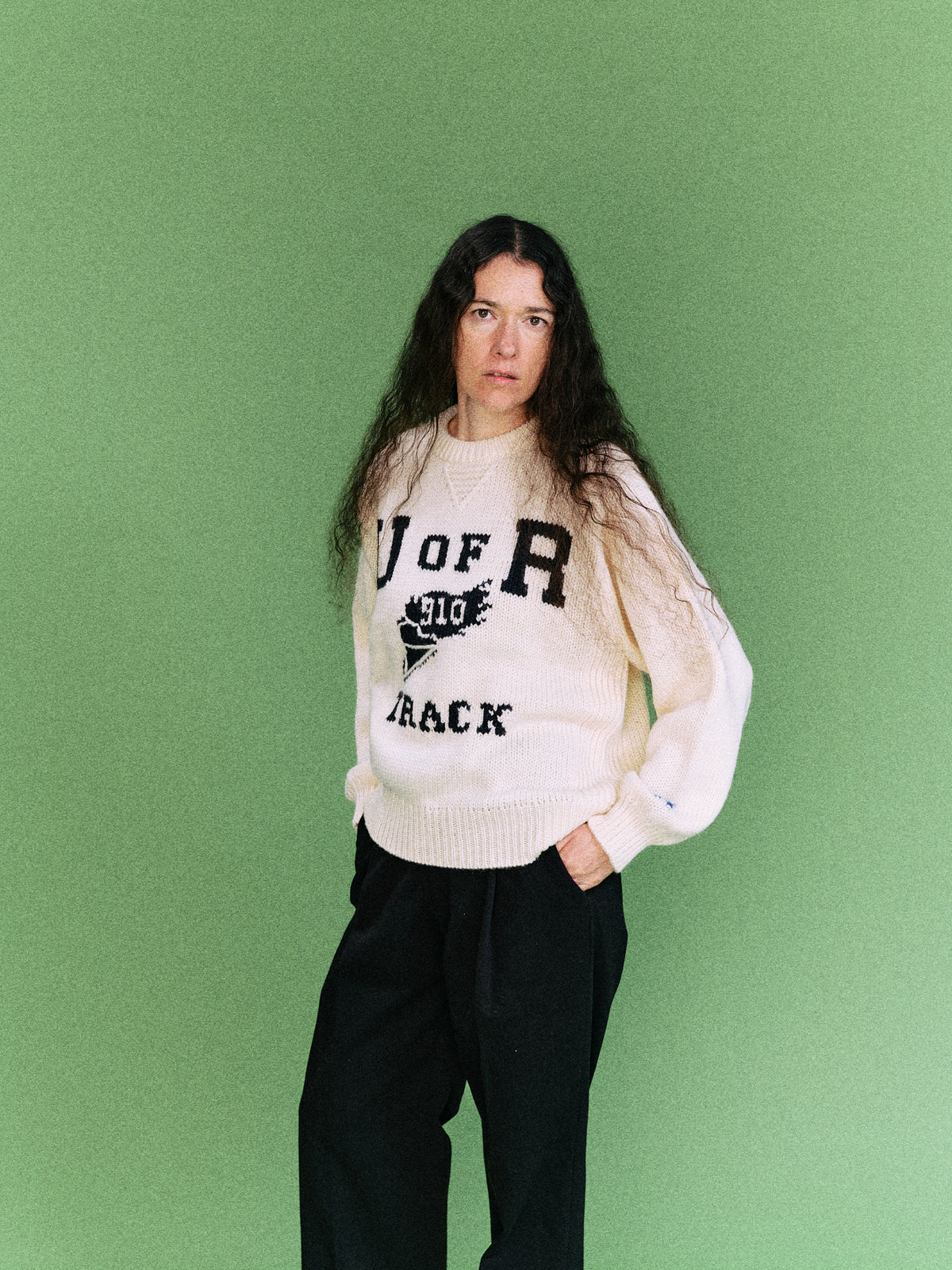 HOME MADE KNITTING SWEATSHIRT  ( OFF WHITE)