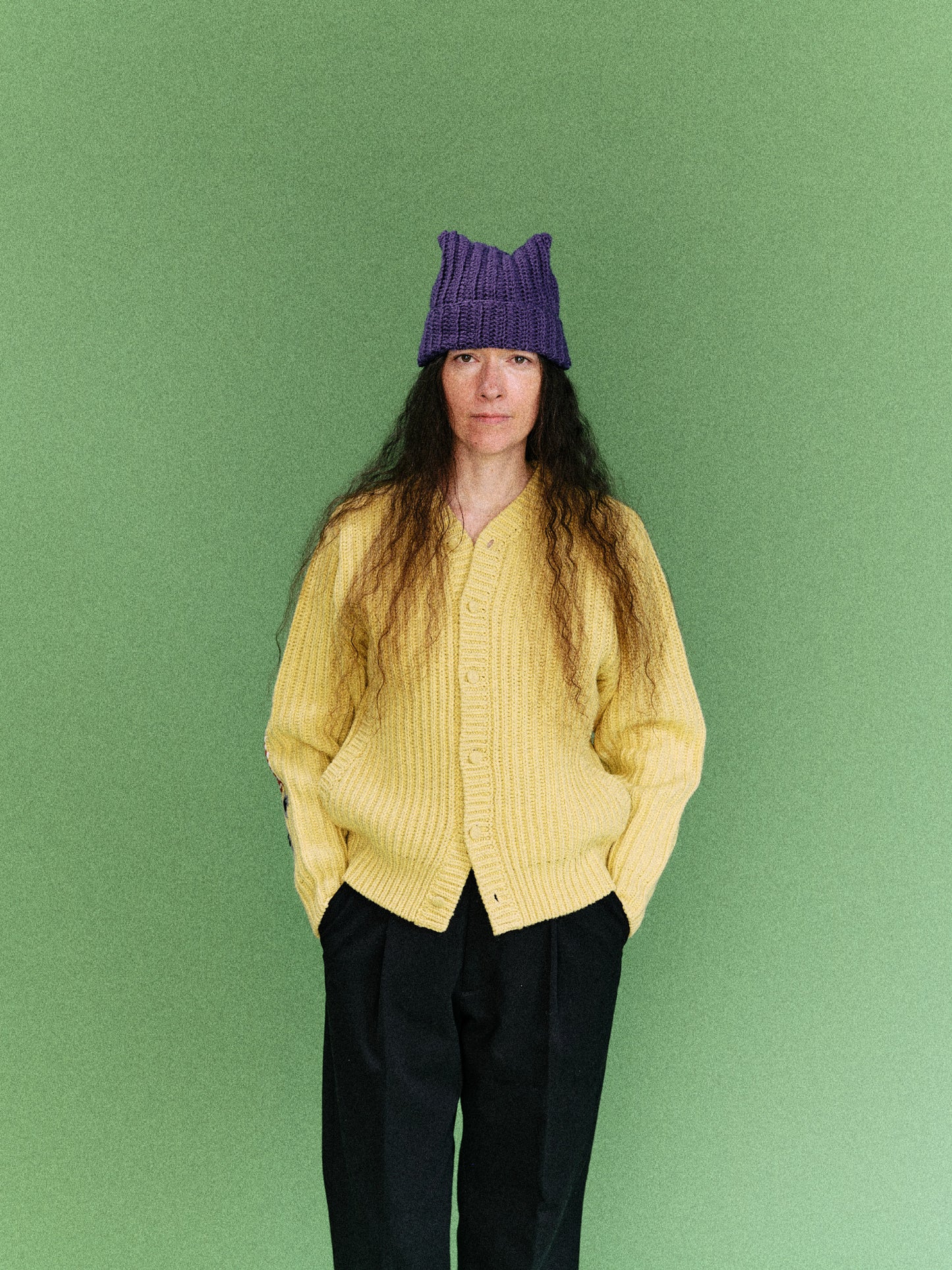WIDE RIB KNITTED CARDIGAN (MUSTARD YELLOW)