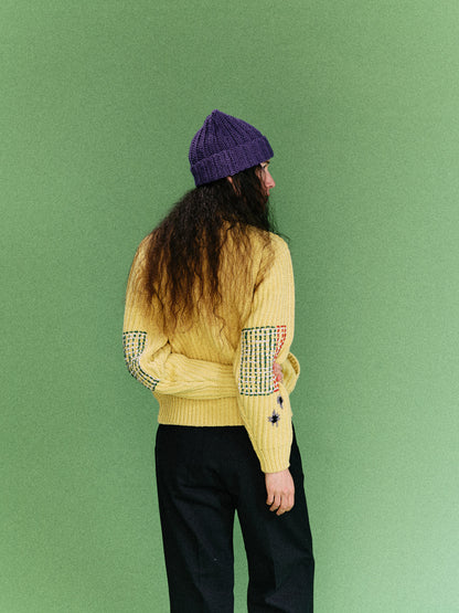 WIDE RIB KNITTED CARDIGAN (MUSTARD YELLOW)
