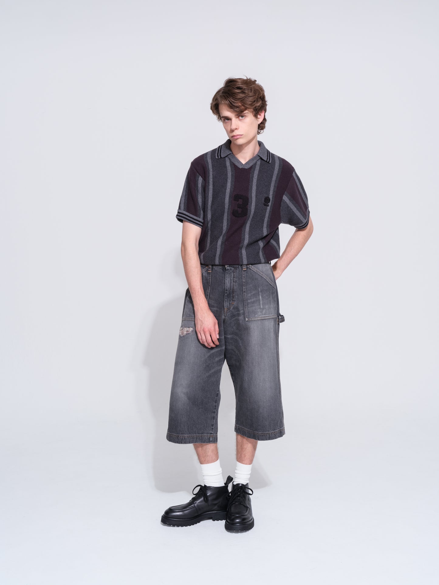 THREE QUARTER PAINTER JEANS (BLACK)