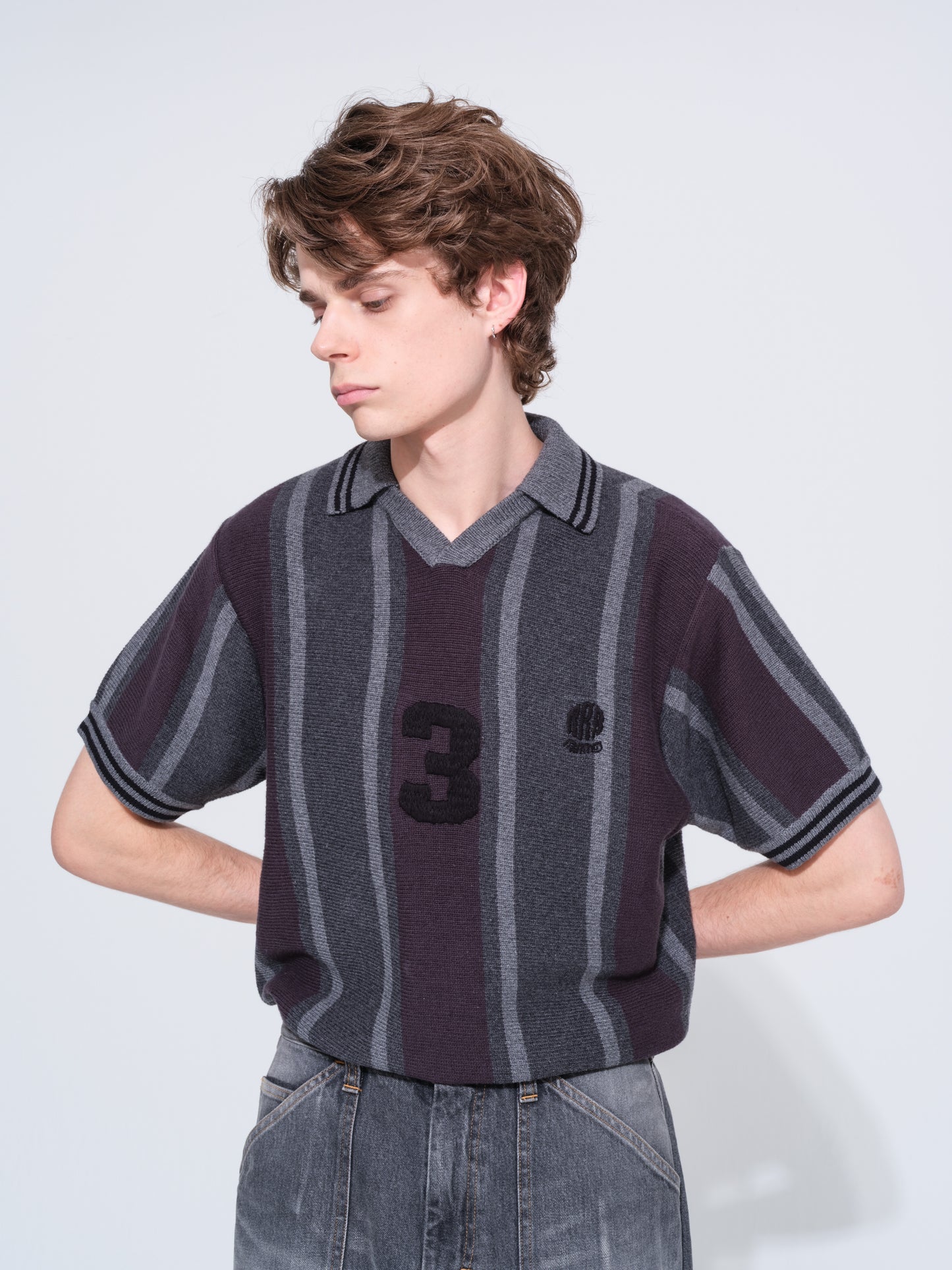 KNITTED SOCCER SHIRT(DARK GRAY)