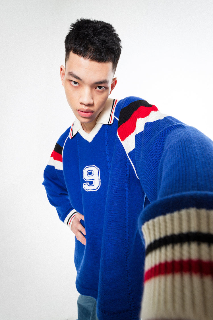 KNIT GAME SHIRT (BLUE)