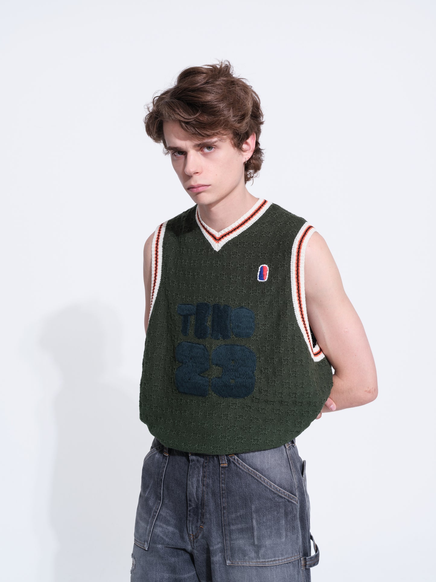 KNITTING BASKETBALL TANK TOP (IVY GREEN)