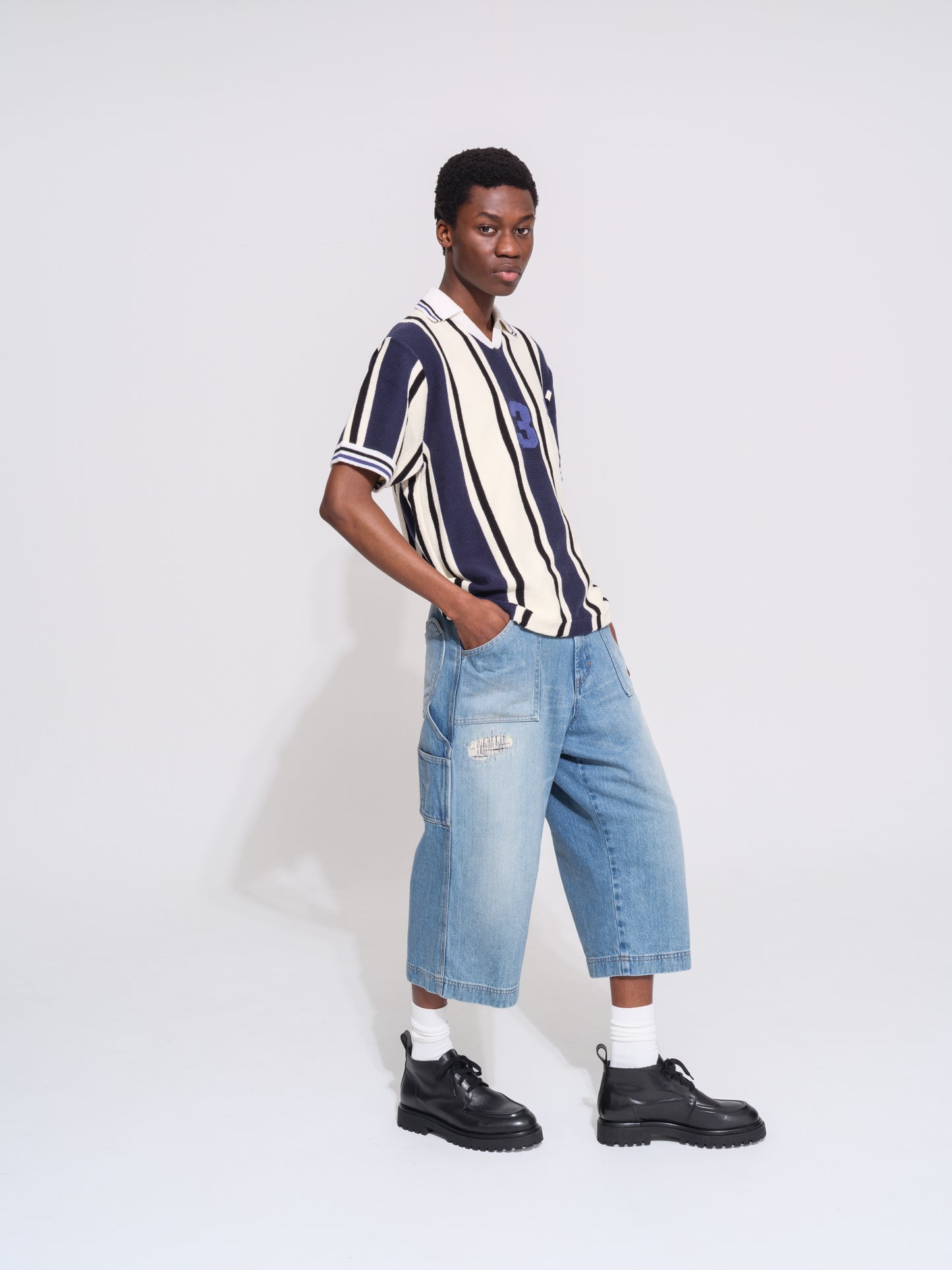 THREE QUARTER PAINTER JEANS (BLUE)