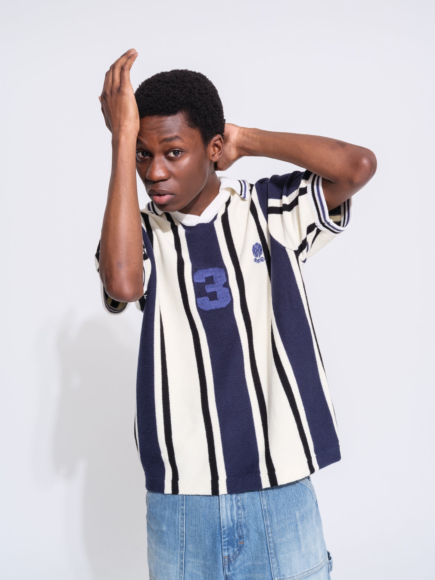 KNITTED SOCCER SHIRT(LIGHT BLUE)