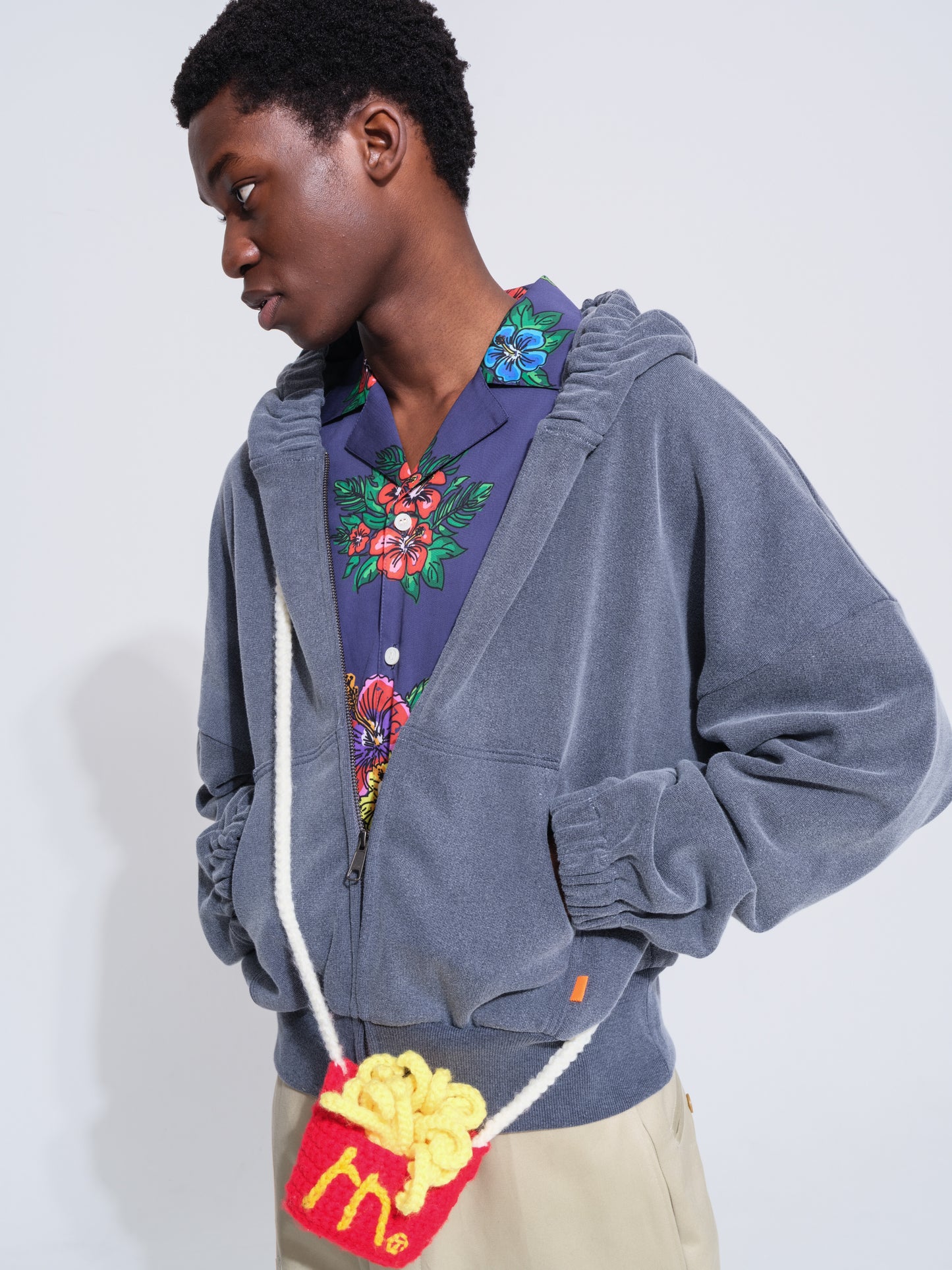 ZIP HOODIE SWEATSHIRT (BROWN)