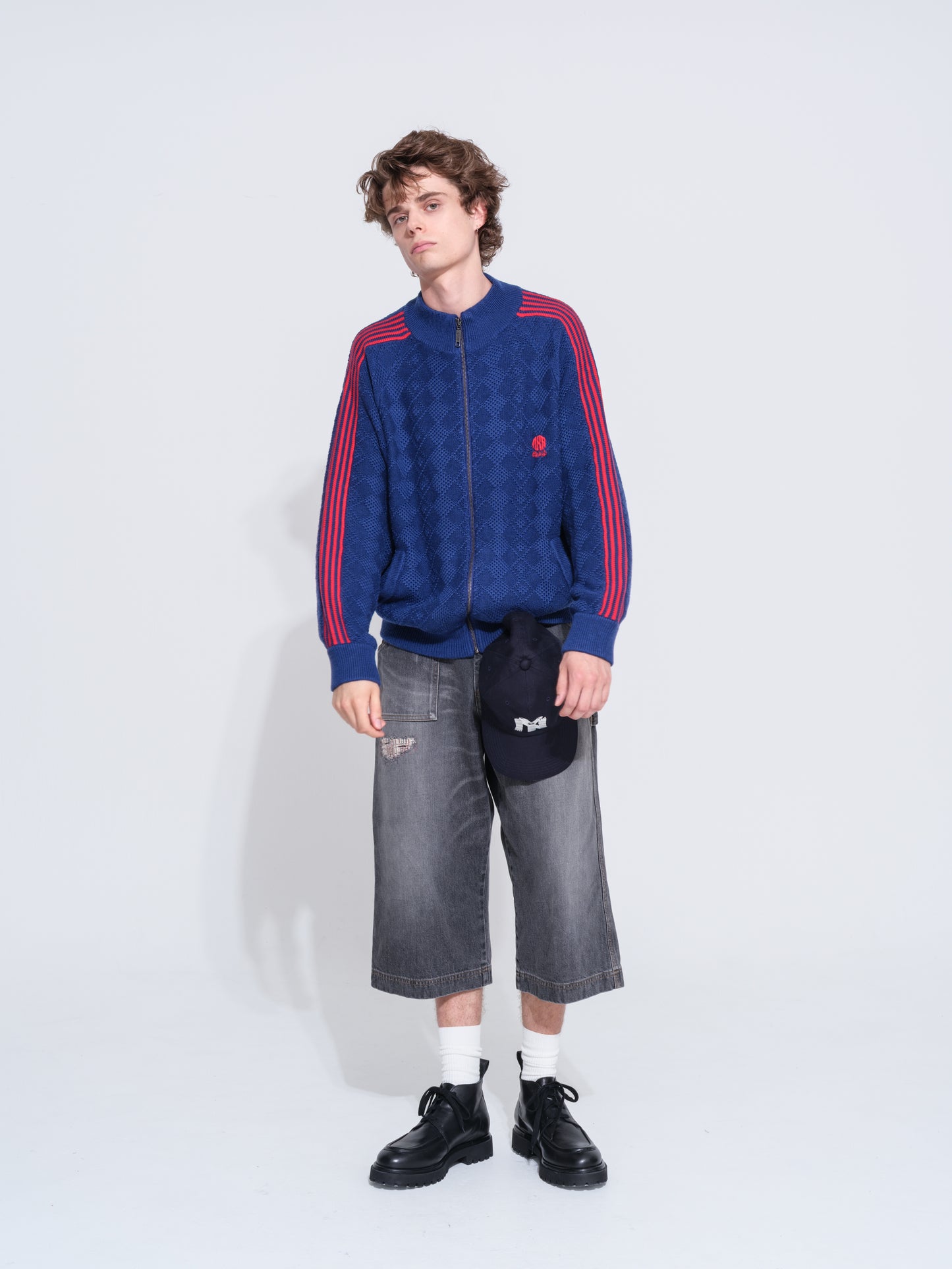 KNITTED TRAINING JACKET (BLUE) 