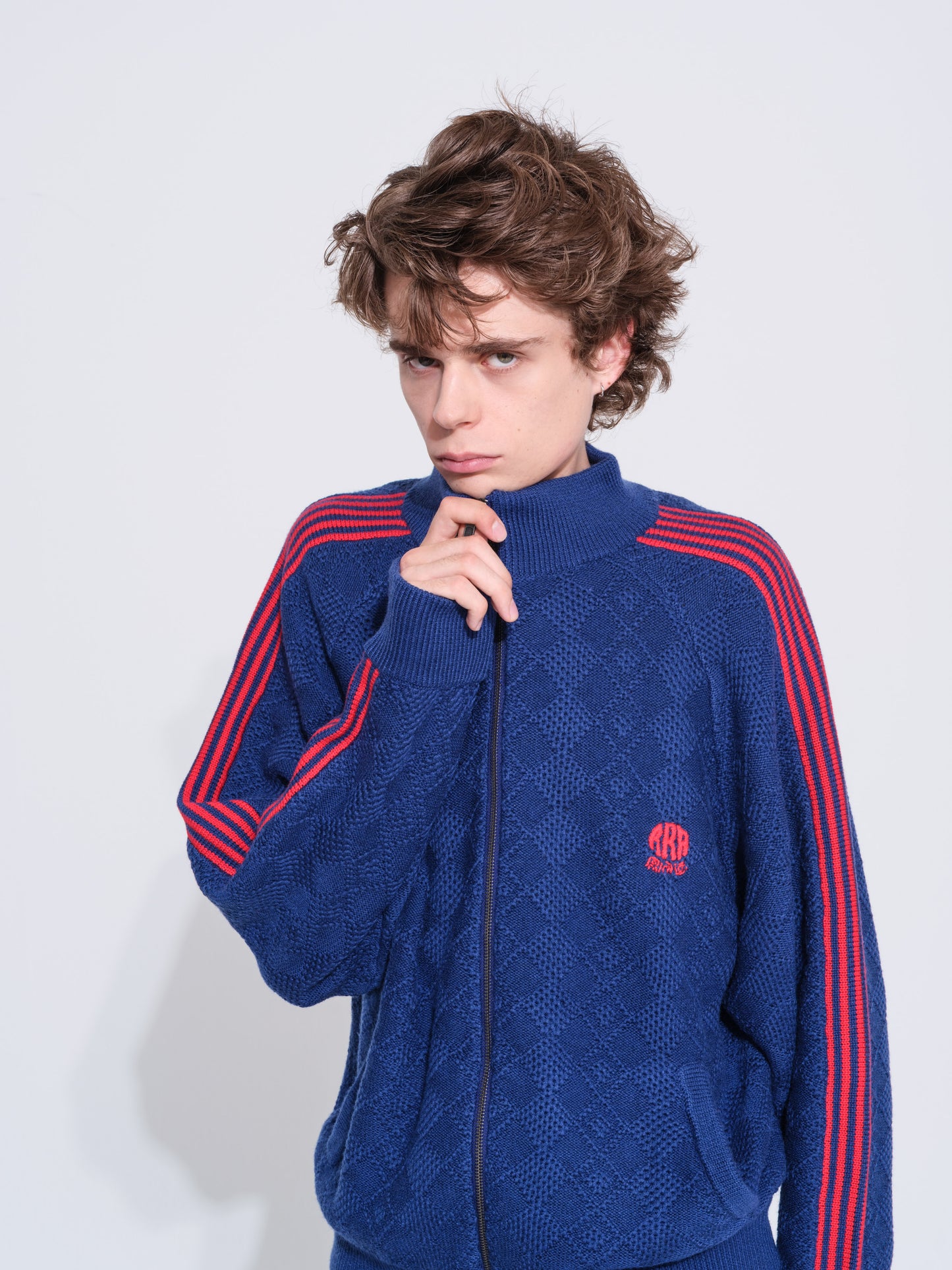 KNITTED TRAINING JACKET (BLUE) 