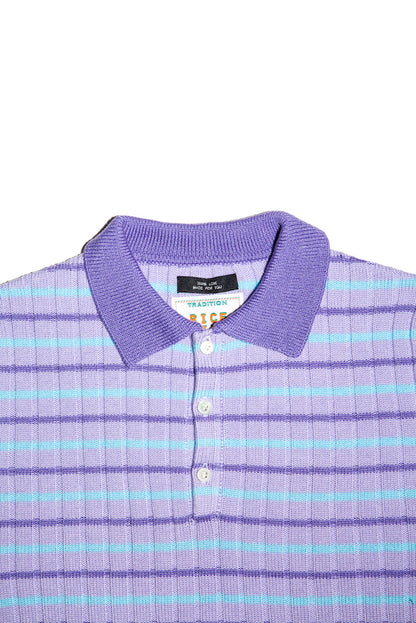 RIBBED KNIT POLO SHIRT (LIGHT PURPLE)