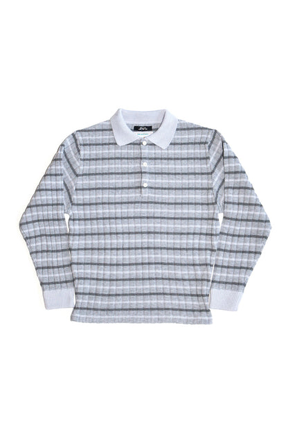 RIBBED KNIT POLO SHIRT (LIGHT GRAY)