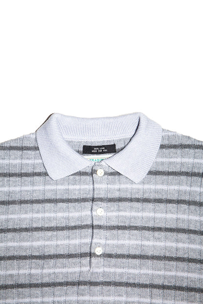 RIBBED KNIT POLO SHIRT (LIGHT GRAY)