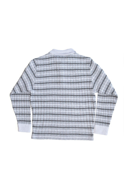 RIBBED KNIT POLO SHIRT (LIGHT GRAY)