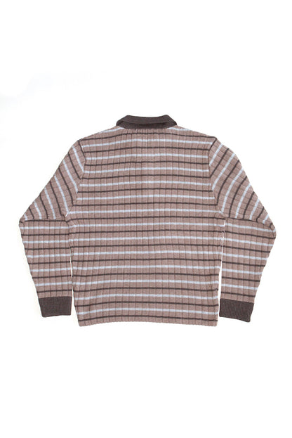 RIBBED KNIT POLO SHIRT (BEIGE)