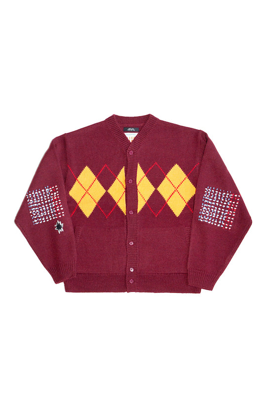 ARGYLE CARDIGAN (WINE RED)