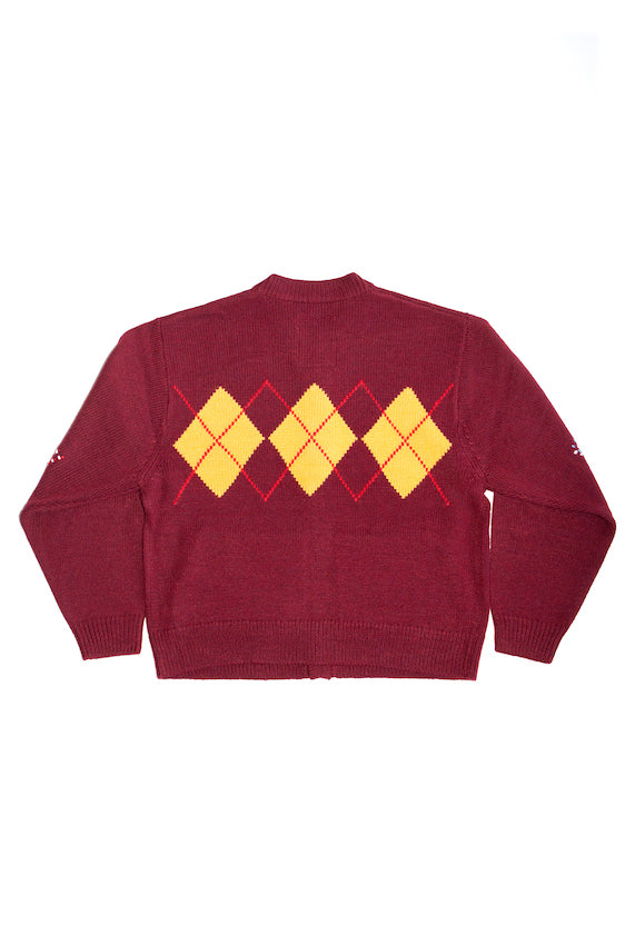 ARGYLE CARDIGAN (WINE RED)