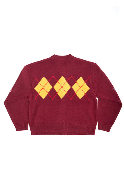 ARGYLE CARDIGAN (WINE RED)