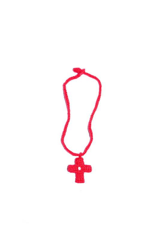 HAND KNIT NECKLACE (RED)