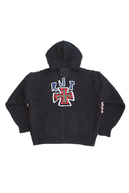 HAND KINITTED SK8 ZIP HOODIE (BLACK)