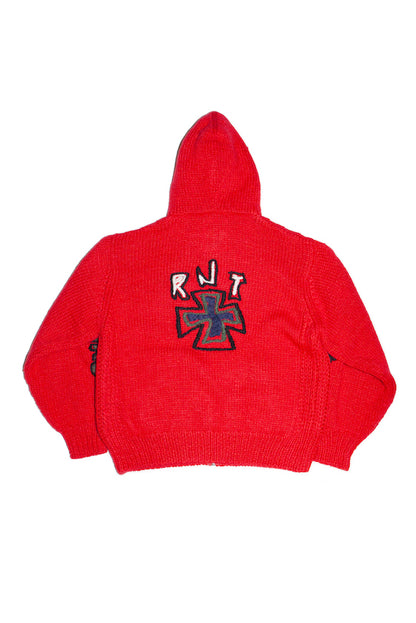 HAND KINITTED SK8 ZIP HOODIE (RED)