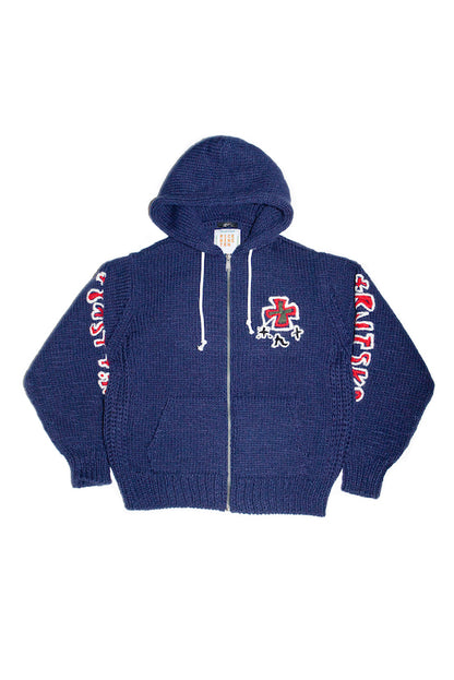 HAND KINITTED SK8 ZIP HOODIE (NAVY)