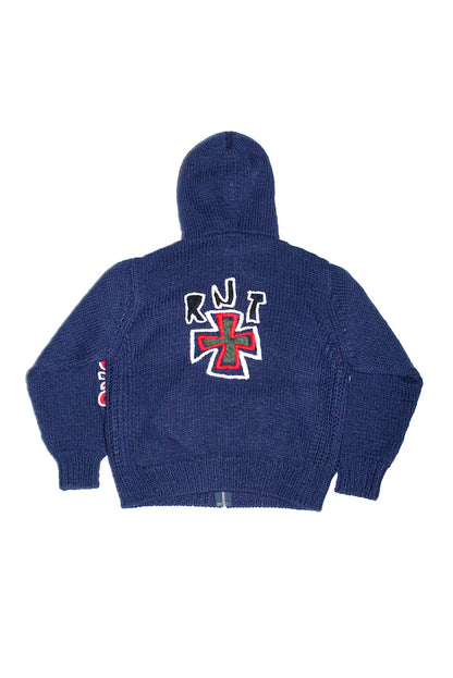 HAND KINITTED SK8 ZIP HOODIE (NAVY)