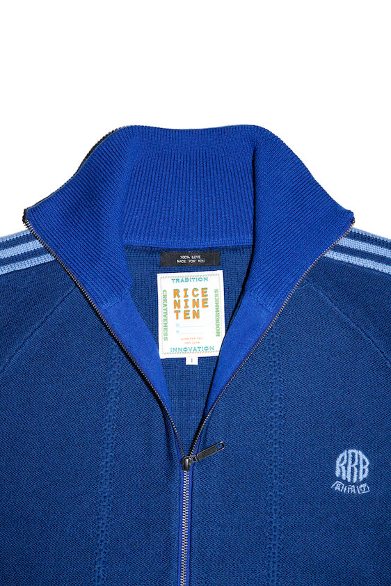 KNITTED TRACK JACKET (NAVY)