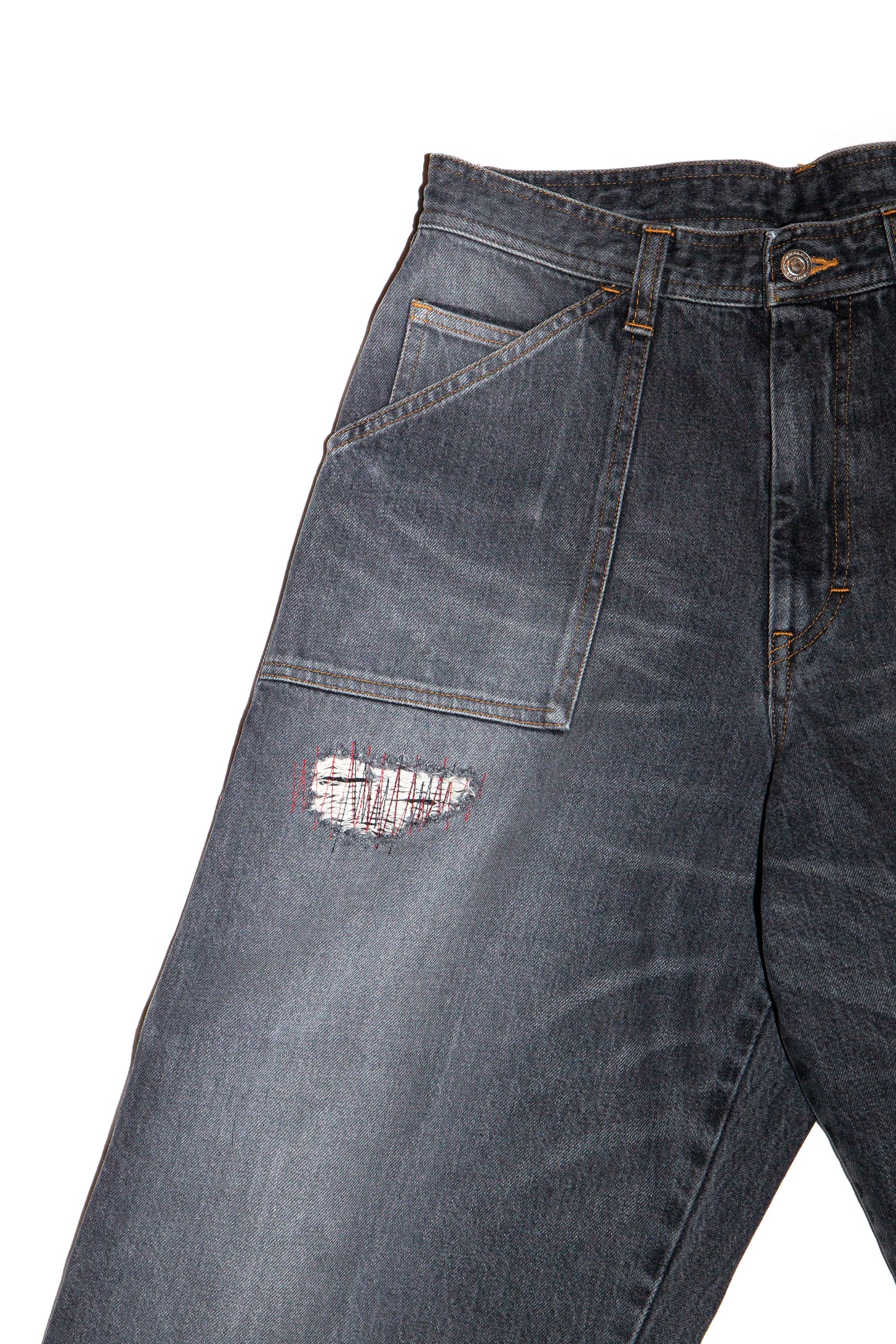 THREE QUARTER PAINTER JEANS (BLACK)
