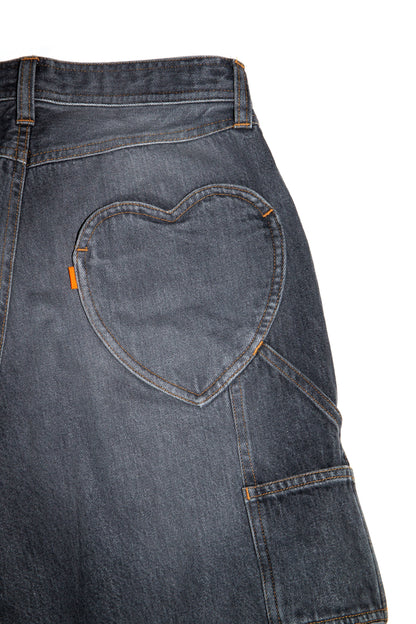 THREE QUARTER PAINTER JEANS (BLACK)